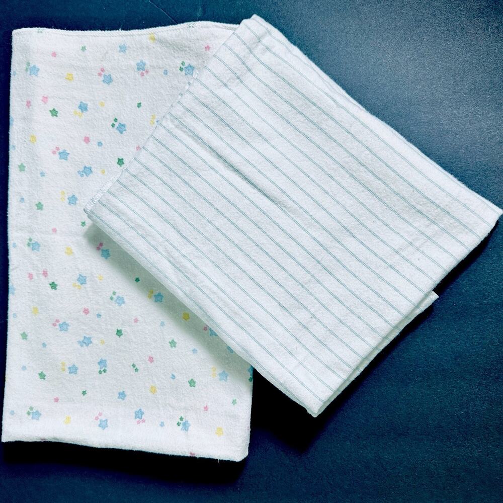 Vintage Carter’s Baby Receiving Blankets Lot of 2 Stars & Stripes 100% Cotton